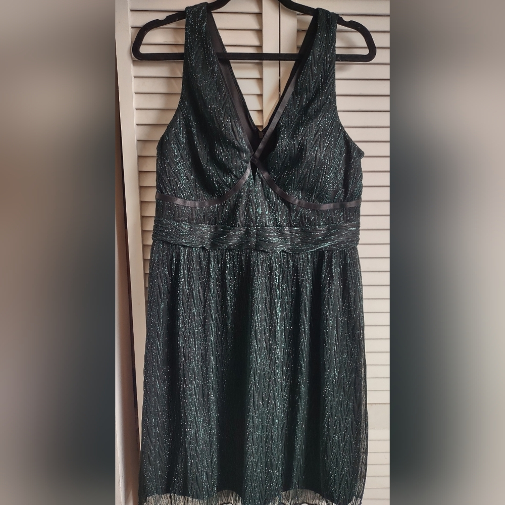 Guess Strapless Dress with Black and Green Shimmer